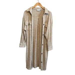 Resa Revolve Beige Oatmeal Ribbed Long Cardigan Shacket Jacket Size XS/S